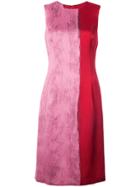 Oscar De La Renta Contrast Print Sheath Dress - Pink & Purple