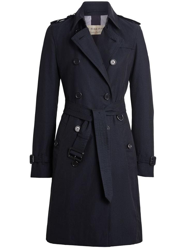Burberry Kensington Fit Cotton Gabardine Trench Coat - Blue