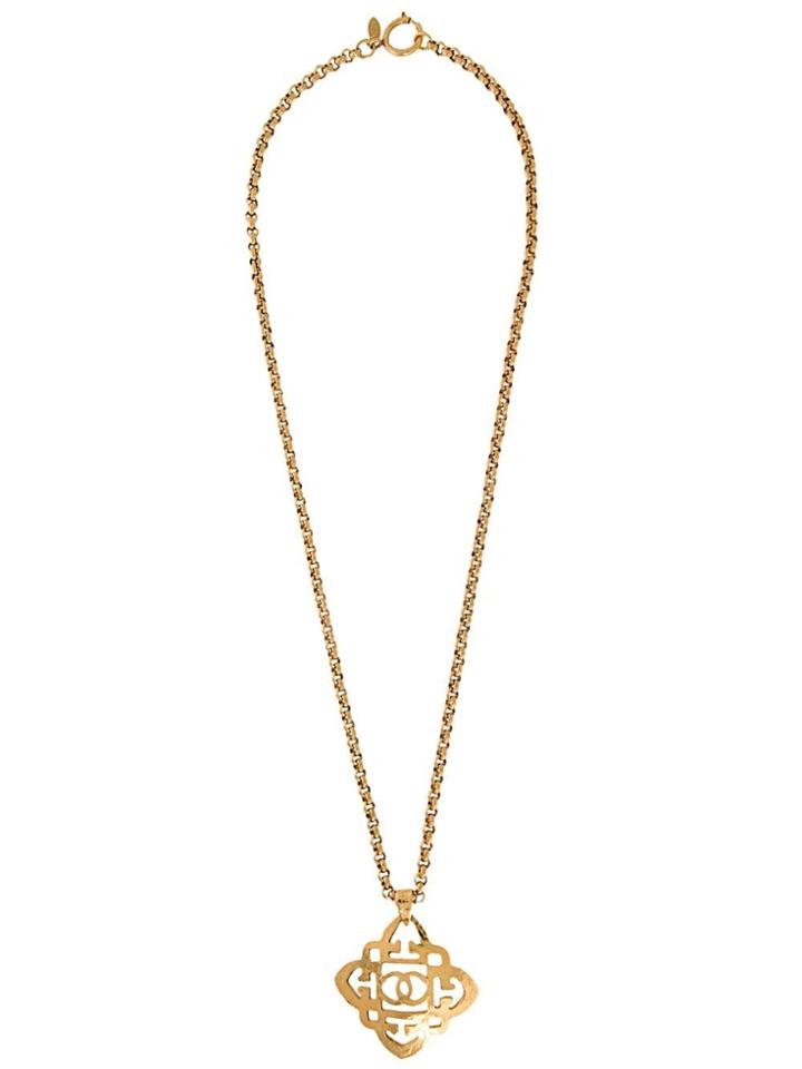 Chanel Pre-owned Cc Logo Pendant Necklace - Metallic