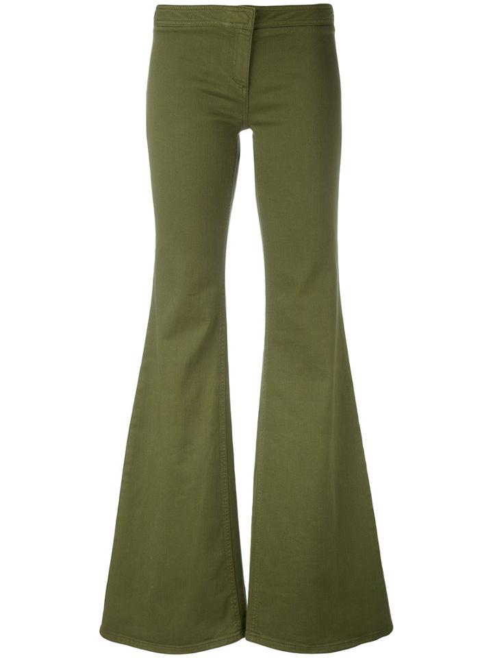 Balmain - Flared Trousers - Women - Cotton/spandex/elastane - 36, Green, Cotton/spandex/elastane