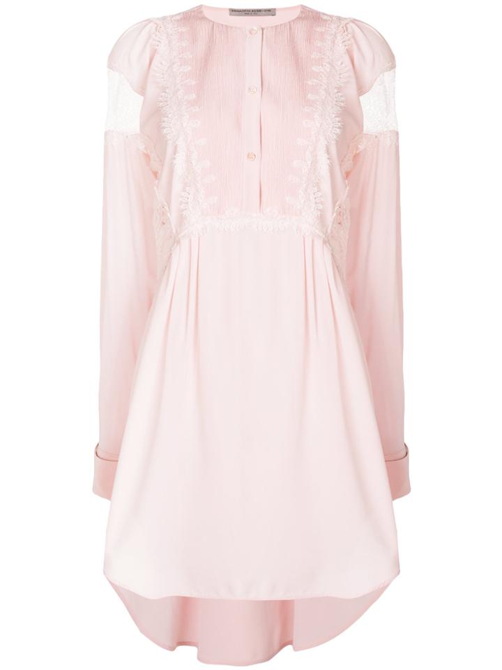 Ermanno Scervino Lace Trim Shirt Dress - Pink & Purple