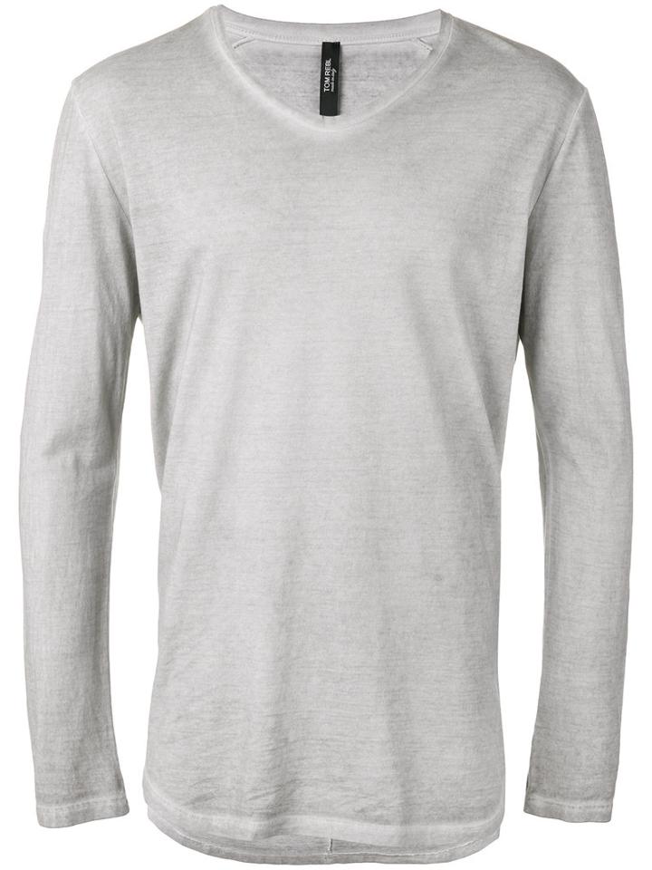 Tom Rebl - Striped Back Longsleeved T-shirt - Men - Cotton - M, Grey, Cotton