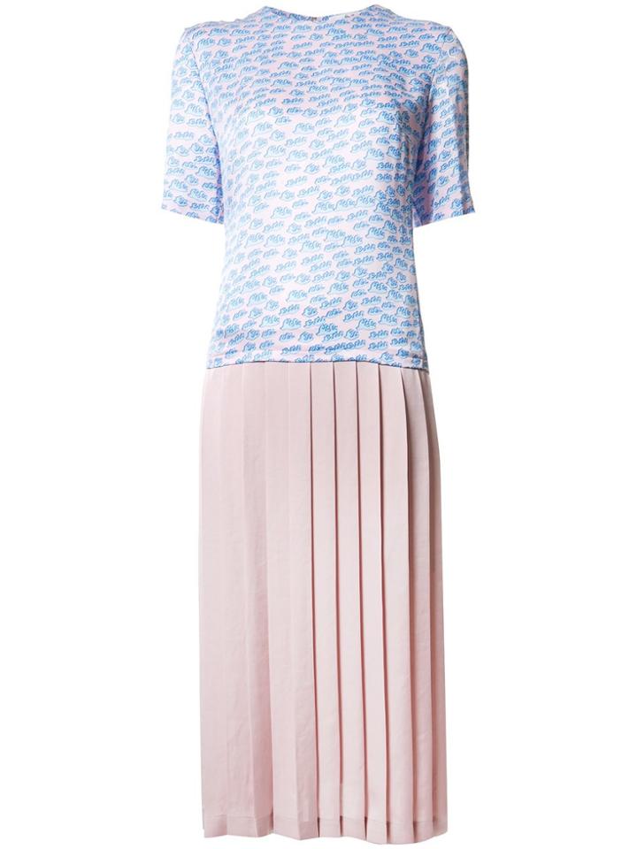 Julien David Pleated Skirt Dress - Pink & Purple