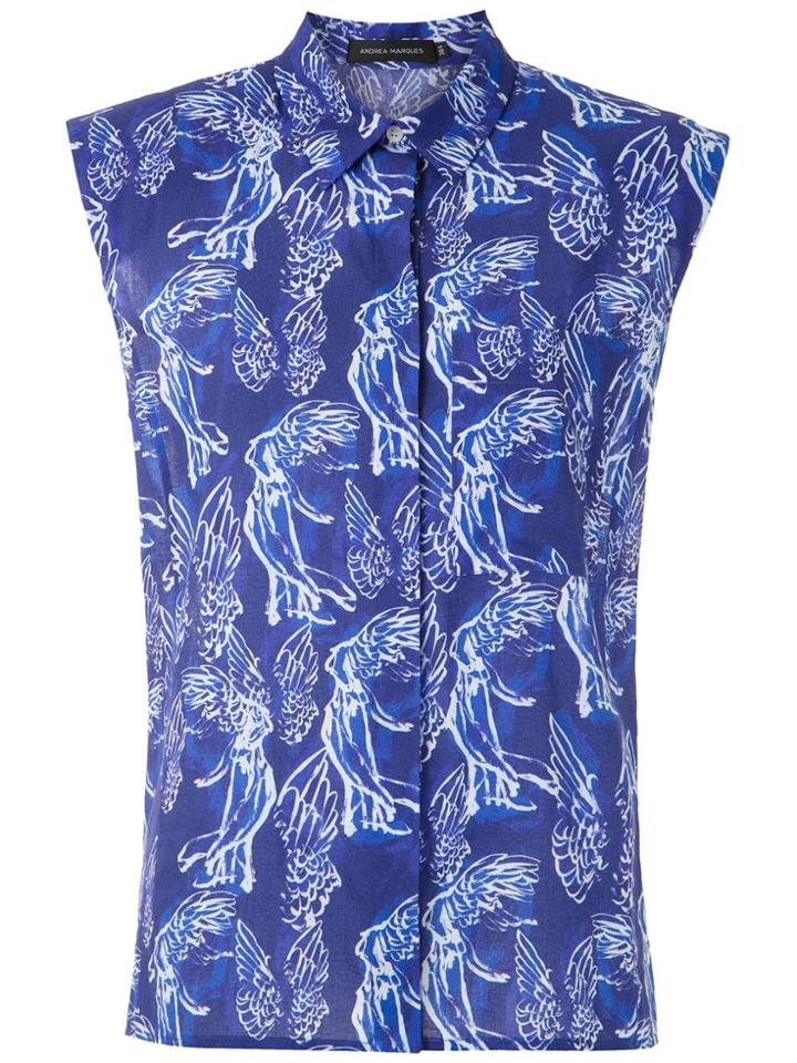 Andrea Marques Structured Shoulders Printed Shirt - Blue