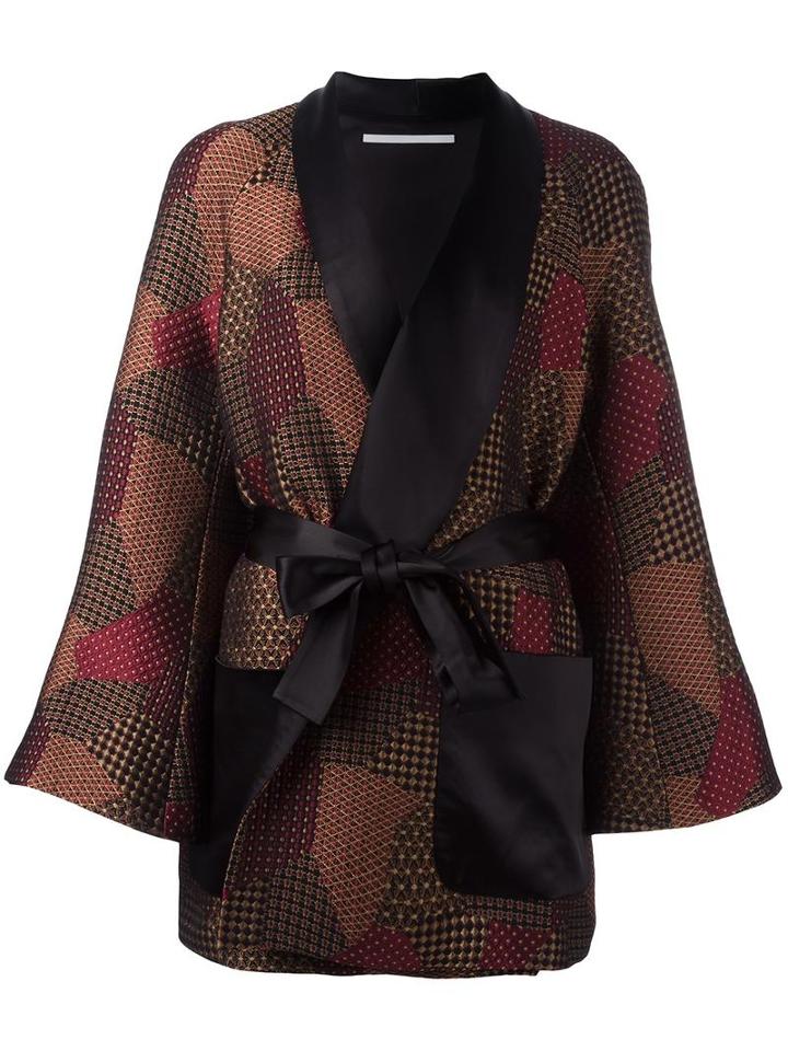 Rosetta Getty Shawl Robe Trapeze Jacket, Women's, Size: 4, Red, Polyester/viscose/wool