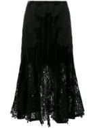 Jonathan Simkhai Velvet And Lace Embroidered Skirt - Black