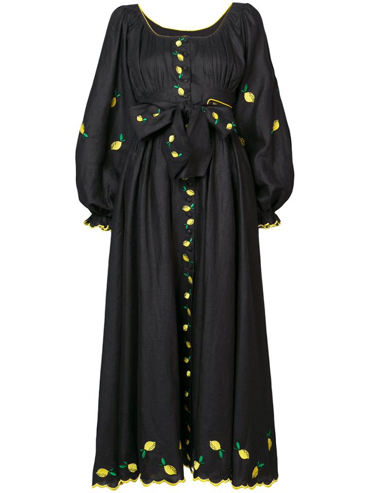 Gül Hürgel Lemon Embroidered Maxi Dress - Black