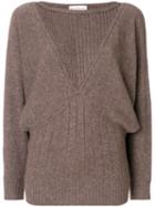 Versace Pre-owned Batwing Sleeves Ribbed Jumper - Brown