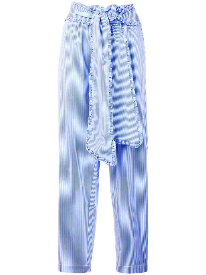 Msgm Striped Tie Waist Trousers - Blue