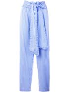 Msgm Striped Tie Waist Trousers - Blue