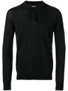 Nuur - Round Split Neck Sweater - Men - Merino - 48, Black, Merino