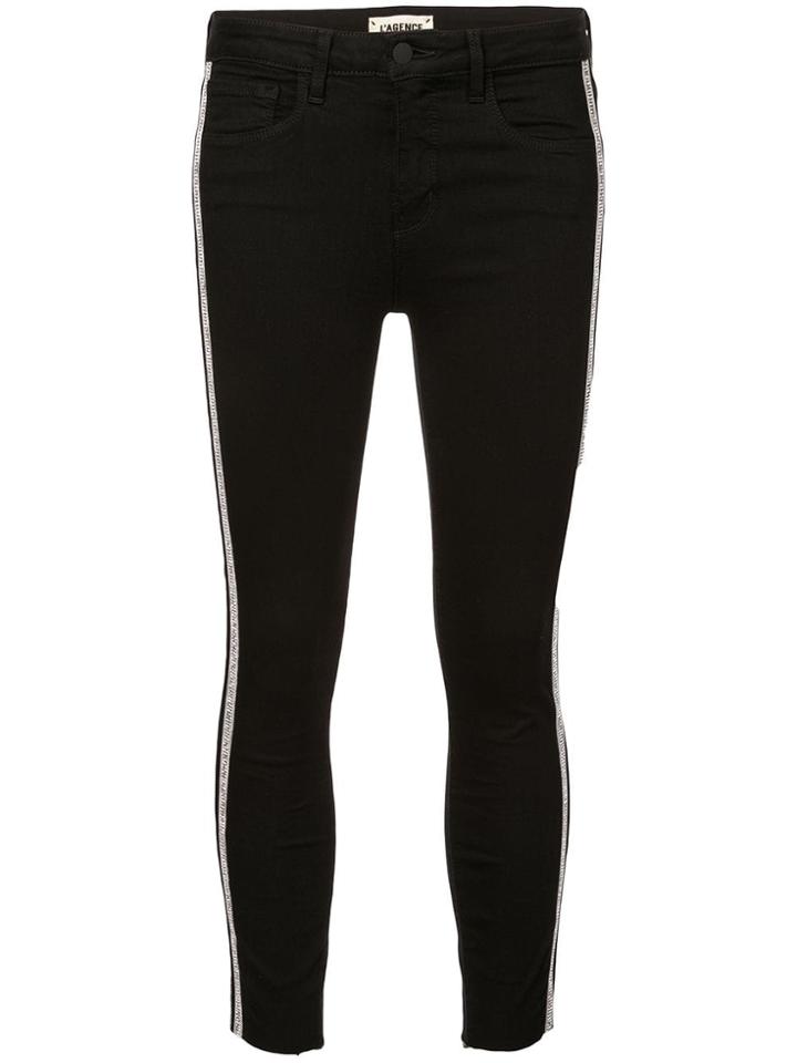 L'agence Side Tripe Skinny Trousers - Black