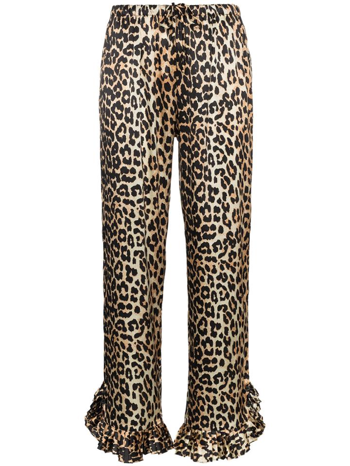 Ganni Ruffle High Waisted Trousers - Brown