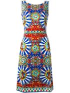 Dolce & Gabbana Carretto Siciliano Print Dress, Women's, Size: 42, Silk/spandex/elastane