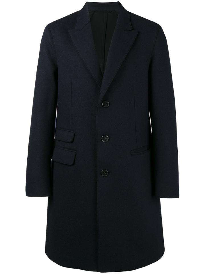 Neil Barrett Raw Cut Crombie Coat - Blue