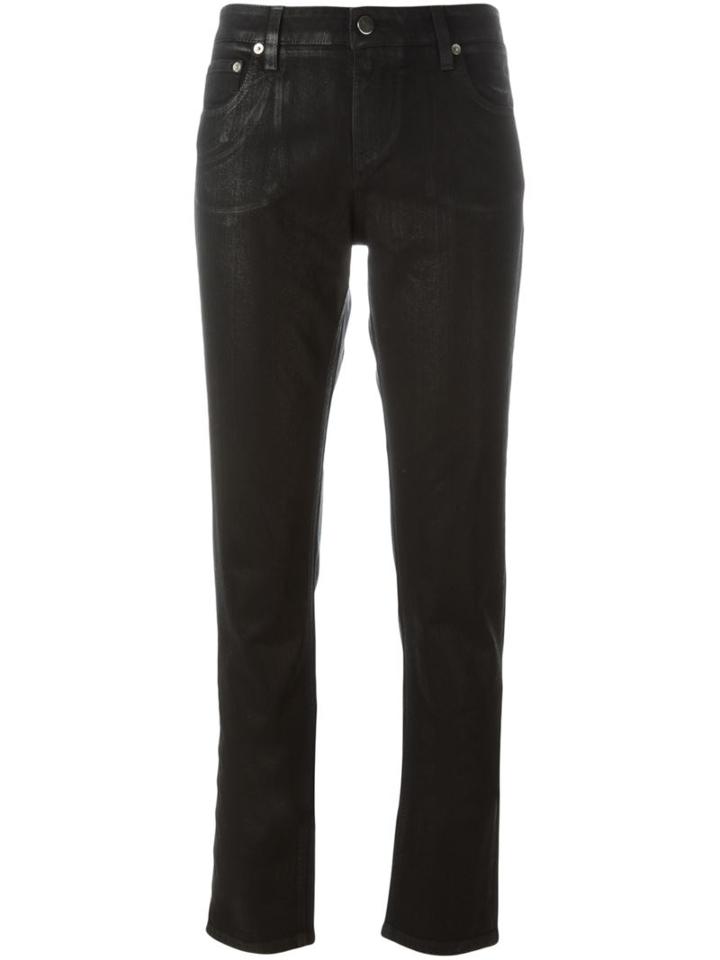 Roberto Cavalli Coated Skinny Trousers, Women's, Size: 40, Black, Cotton/polyester