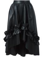 Cédric Charlier Gathered Detail Ruffled Skirt, Women's, Size: 40, Black, Polyester