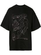 Oamc Oversized Illustrative Print T-shirt - Black