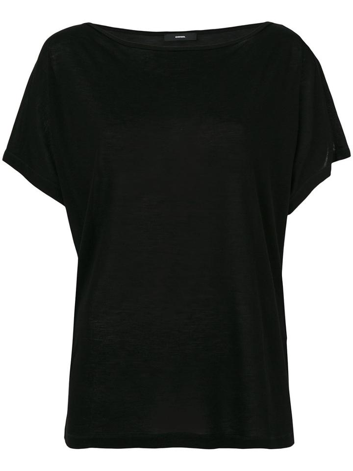 Diesel - Jersey Boatneck T-shirt - Women - Viscose - S, Black, Viscose