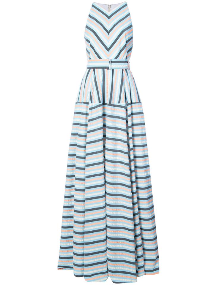 Lela Rose Lela Rose X Capitol Striped Maxi Dress - Blue