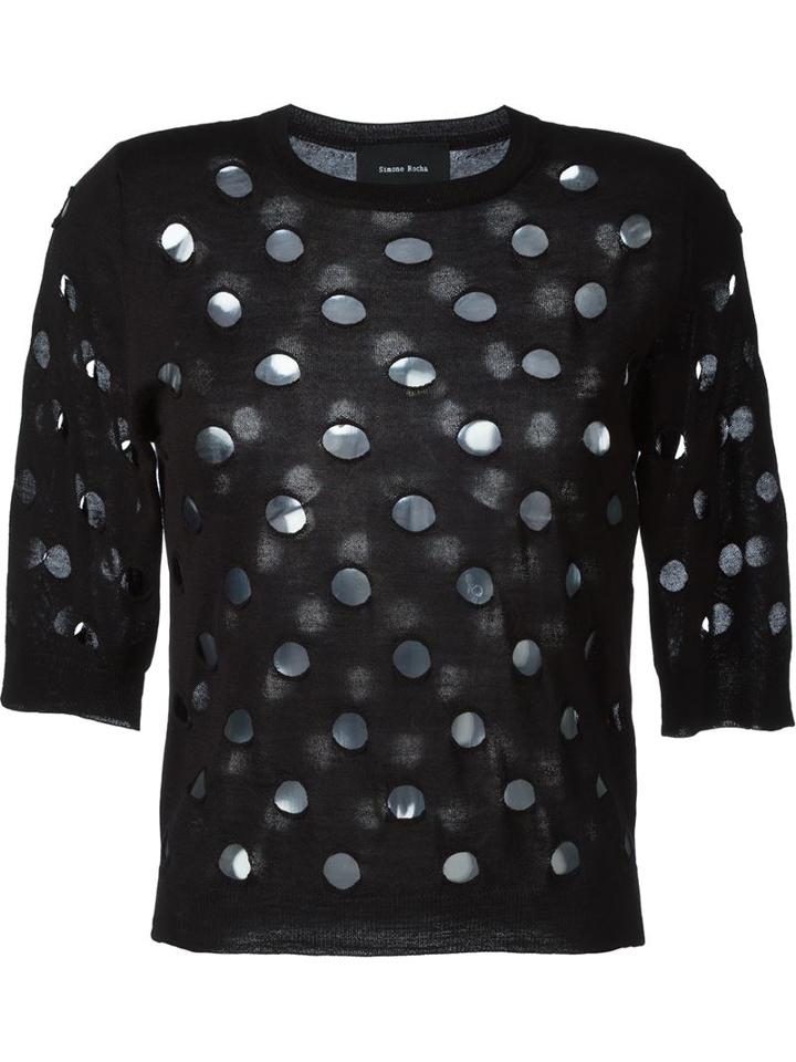 Simone Rocha Perforated Top, Women's, Size: Medium, Black, Silk/cashmere/merino