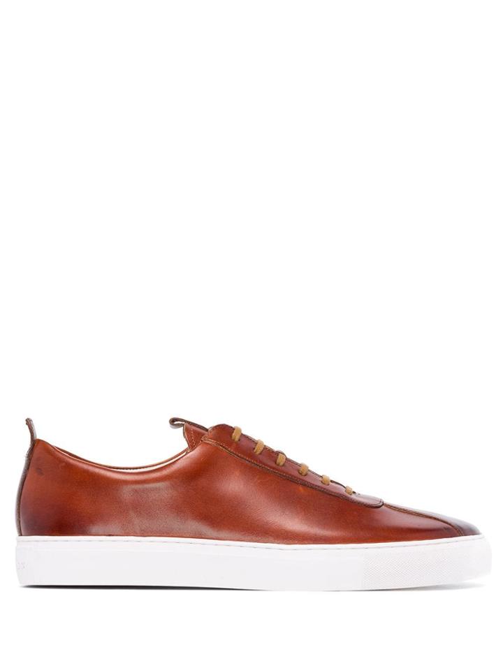 Grenson Hand-painted Leather Sneakers - Brown