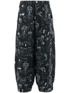 Miaoran Scribble Print Trousers - Black