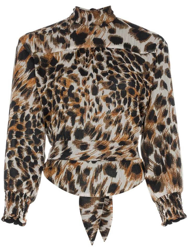Nanushka Marjan Ocelot Print Chiffon Blouse - Black