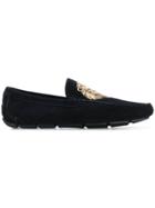 Billionaire Lion Embroidered Loafers - Blue