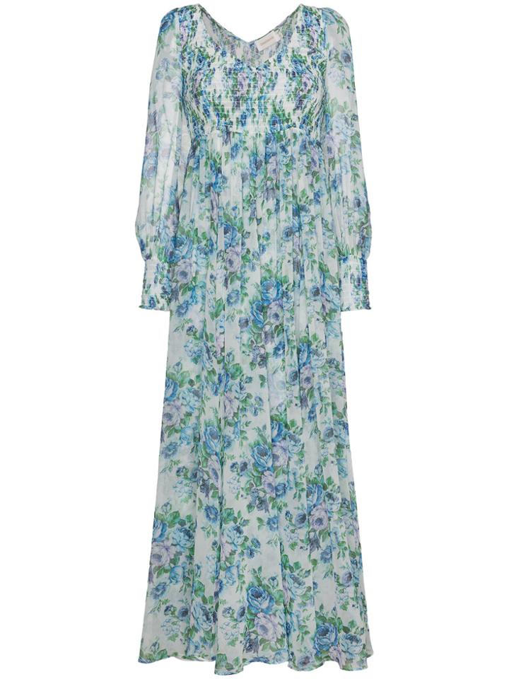 Zimmermann Whitewave Shirred Dress - Blue