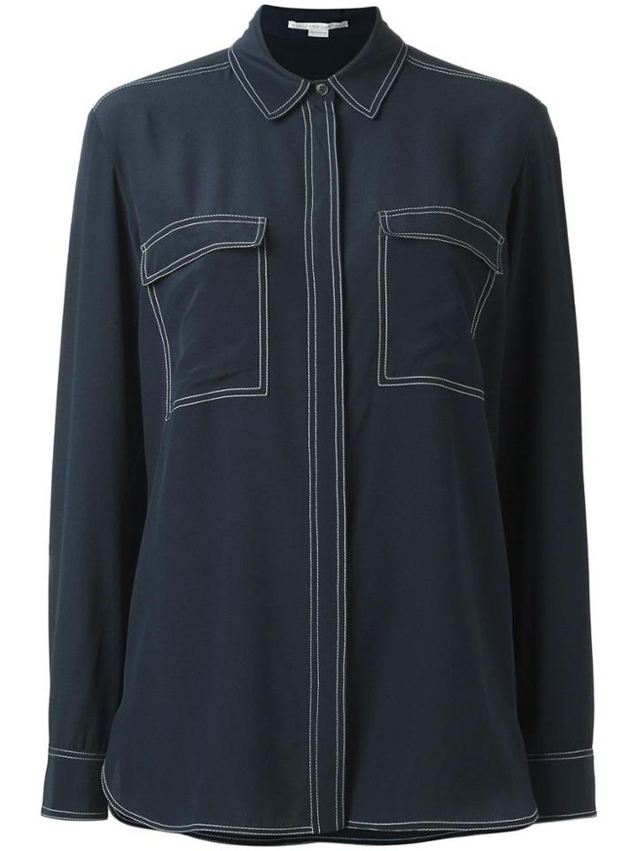 Luisa Cerano Striped Button Hem Shirt - White