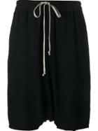 Rick Owens Drop-crotch Shorts, Women's, Size: 38, Black, Viscose/silk/cotton
