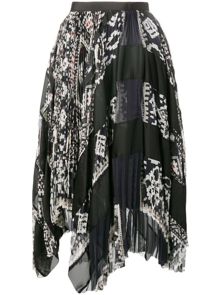 Sacai Sacai Hw Skt Pltd Ptrn Asym Hem Midi - Blue