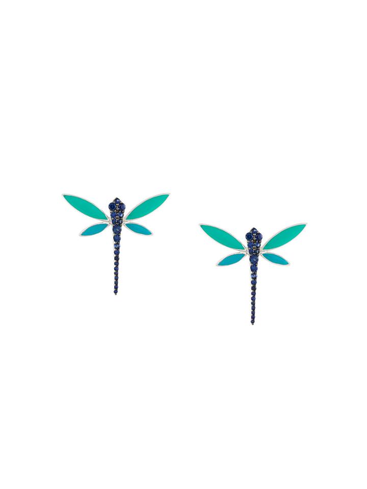 Anapsara Small Sapphire Dragonfly Earrings - Blue