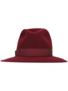 Borsalino Bow Detail Hat, Women's, Size: 58, Red, Wool