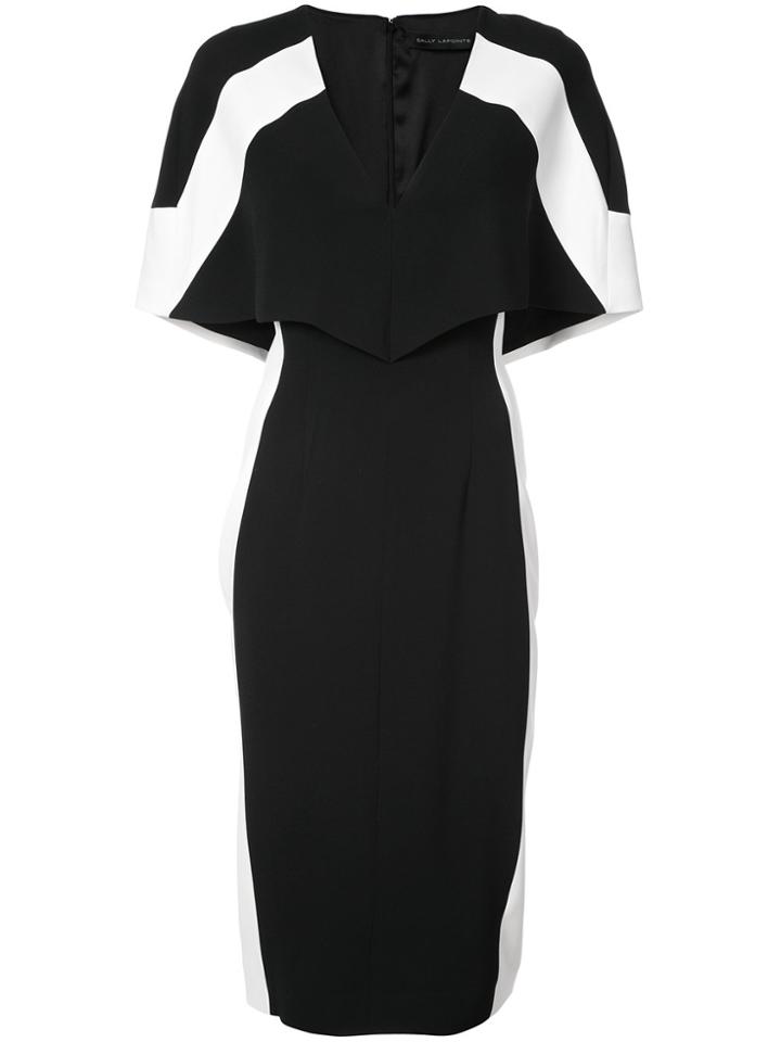 Sally Lapointe V-neck Cape Dress - Black