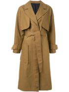 Le Ciel Bleu Oversized Silhouette Trench Coat, Women's, Size: 36, Brown, Cotton
