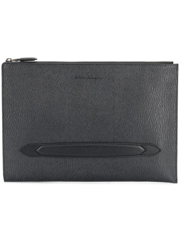 Salvatore Ferragamo Embossed Logo Clutch - Black