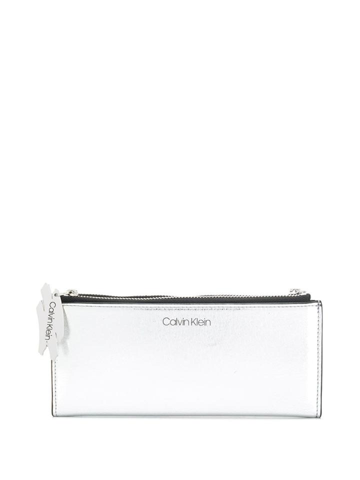 Calvin Klein Logo Print Wallet - Silver