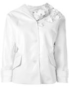 Miu Miu Embellished Lapel Jacket, Women's, Size: 40, White, Polyester