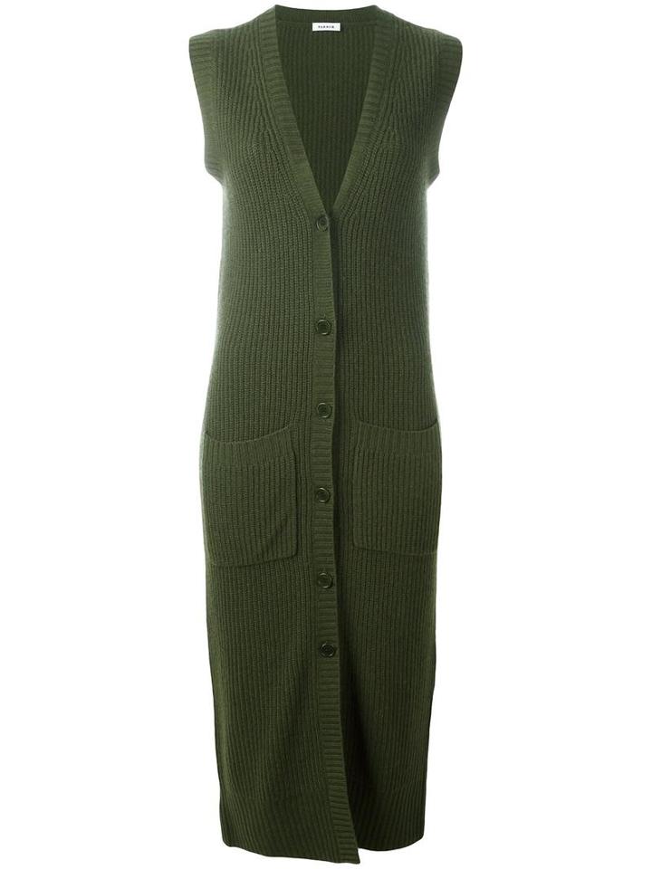 P.a.r.o.s.h. Sleeveless Long Cardigan, Women's, Green, Cashmere/wool