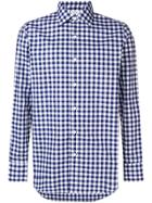 Finamore 1925 Napoli Checked Pointed Collar Shirt - Blue