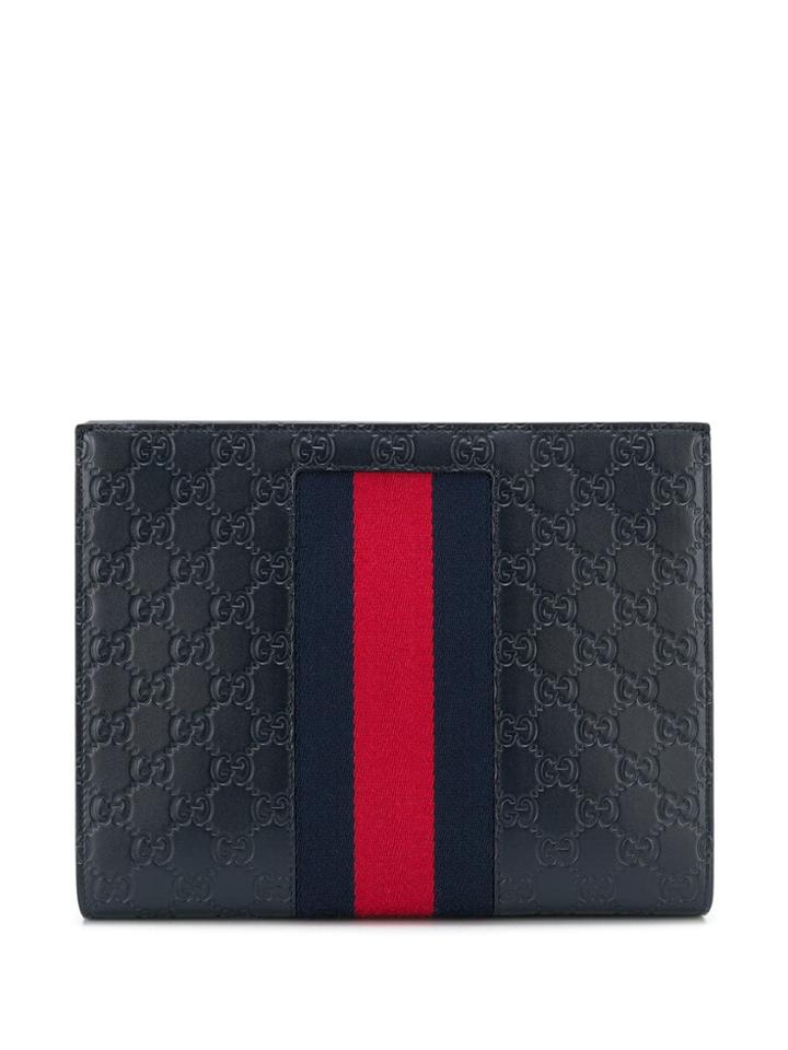 Gucci Signature Web Stripe Clutch Bag - Blue