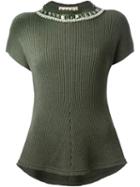 Marni Short Sleeve Sweater, Women's, Size: 40, Green, Acrylic/brass/virgin Wool/glass