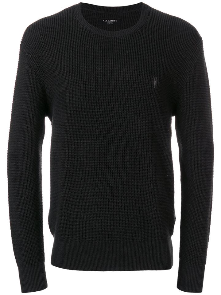 All Saints Textured Crew Neck Sweater - Black