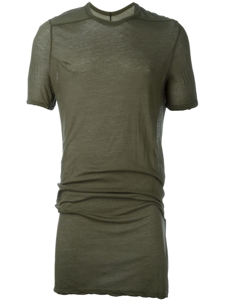Rick Owens Twisted Edge T-shirt, Men's, Size: Medium, Green, Cotton