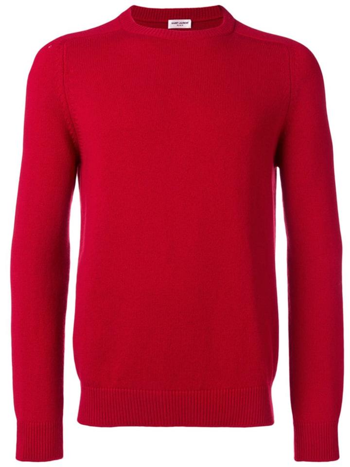 Saint Laurent Round Neck Cashmere Jumper - Red