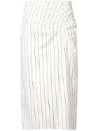 Tibi Striped Straight Skirt - White