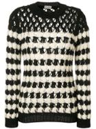 Saint Laurent Stripe Crochet Knit Jumper - Black