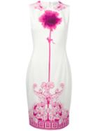 Versace Collection Neon Print Fitted Dress, Women's, Size: 44, White, Cotton/polyester/spandex/elastane/viscose